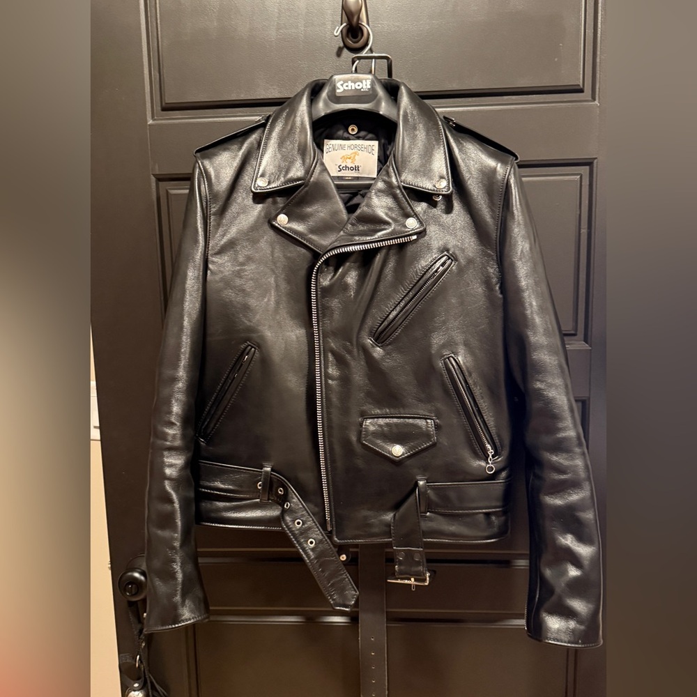 Schott Black Leather Biker Jacket